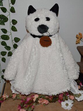 Pottery Barn Cleo The Cat Sherpa Ghost Shaped Pillow Halloween Decor